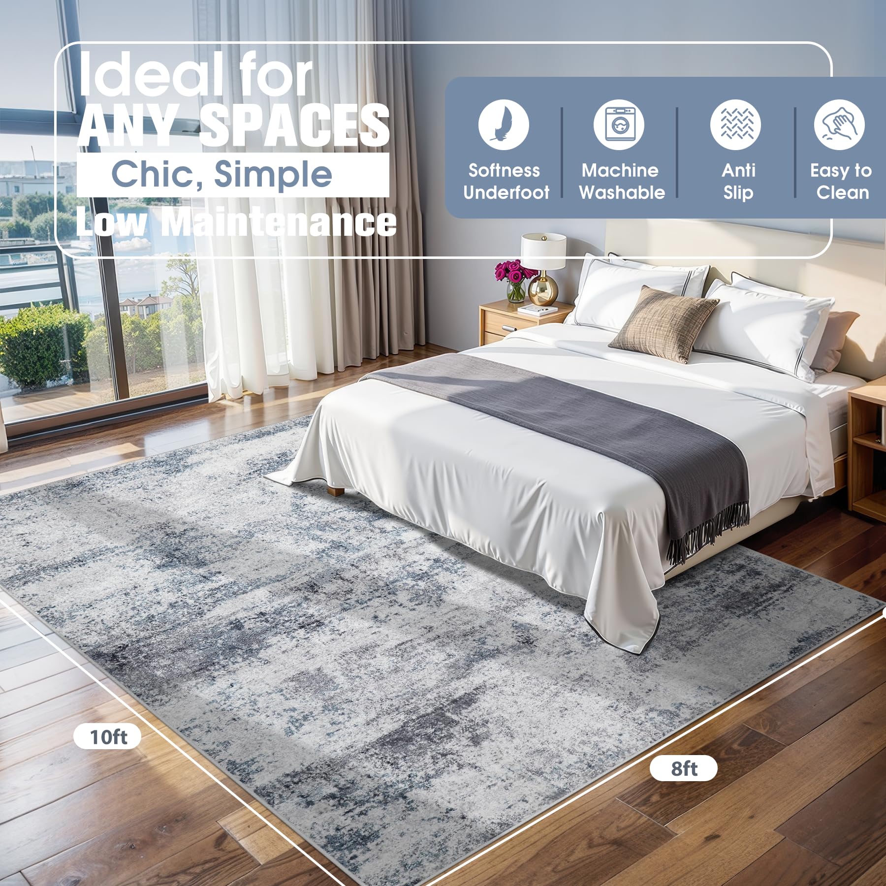 Aelenmu washable rug 8x10 designed for easy cleaning and quick refresh