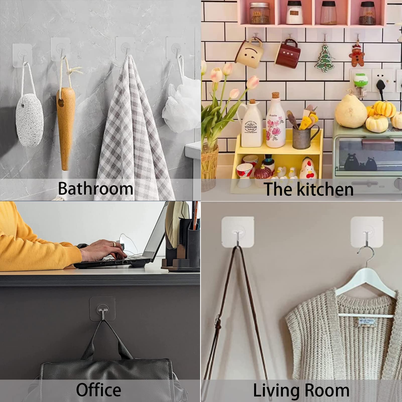 Aellabus kitchen adhesive hook keeps utensils organized.