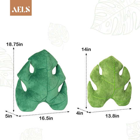 AELS Monstera Deliciosa 18in pillow shows plush fabric texture and refined craft.