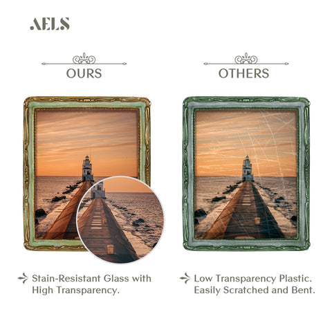 AELS polyresin frame ensures a durable, hand-finished look.