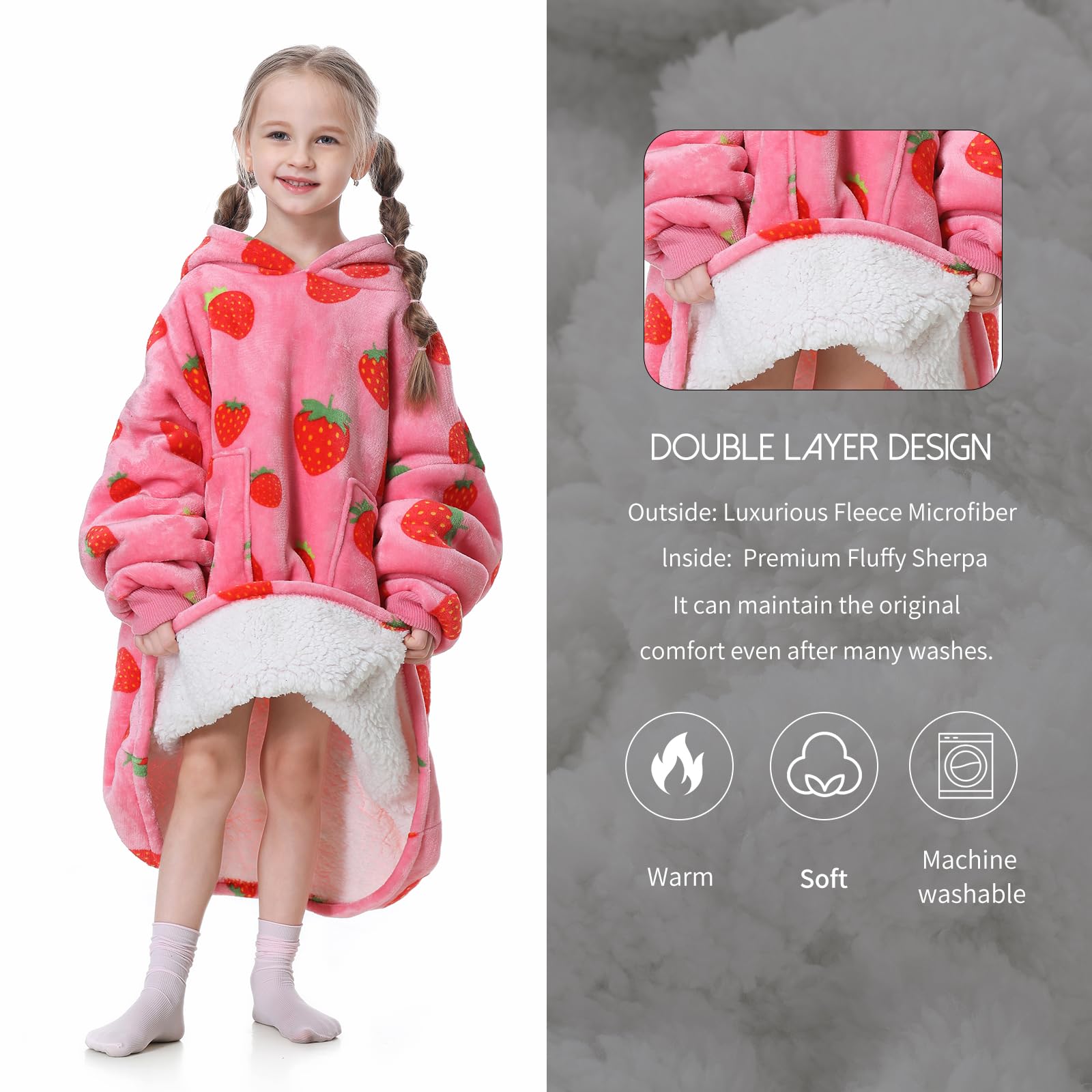 Aemicion hoodie blanket features large pockets for toys, snacks, or warming hands