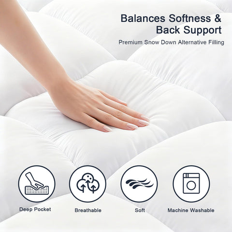 Aemicion topper deep-pockets-8-21in securely fits thicker mattresses for stability.