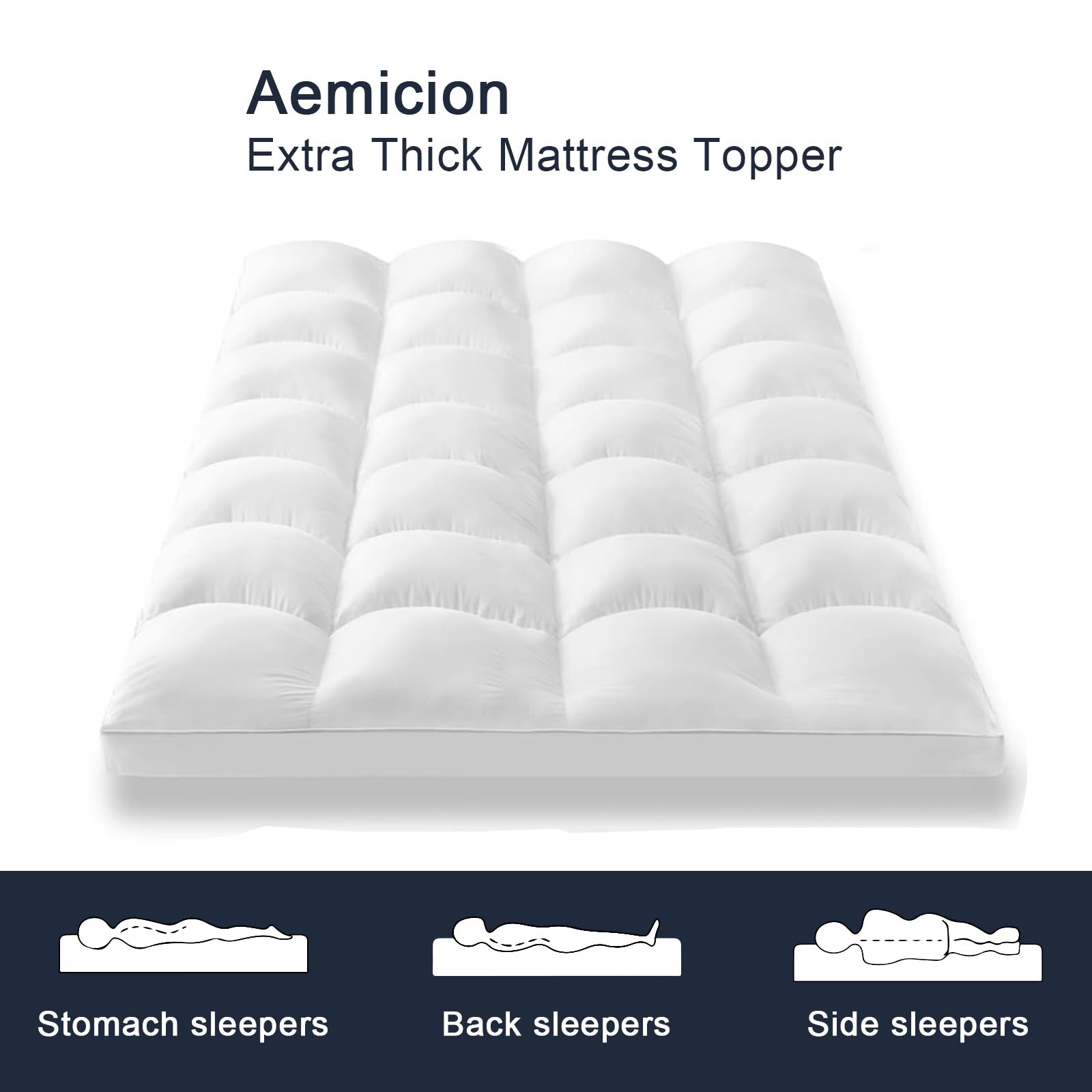 Aemicion-topper-wrinkle-resistant-fabric resists creases for a neat bed look.