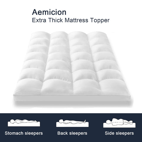 Aemicion-topper-wrinkle-resistant-fabric resists creases for a neat bed look.