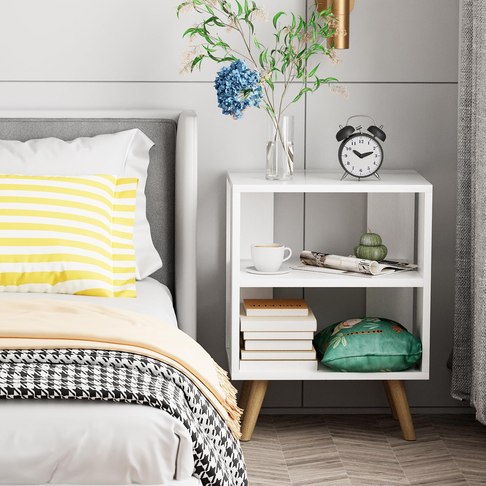Aenuert Night Stand MDF construction provides sturdy daily use.