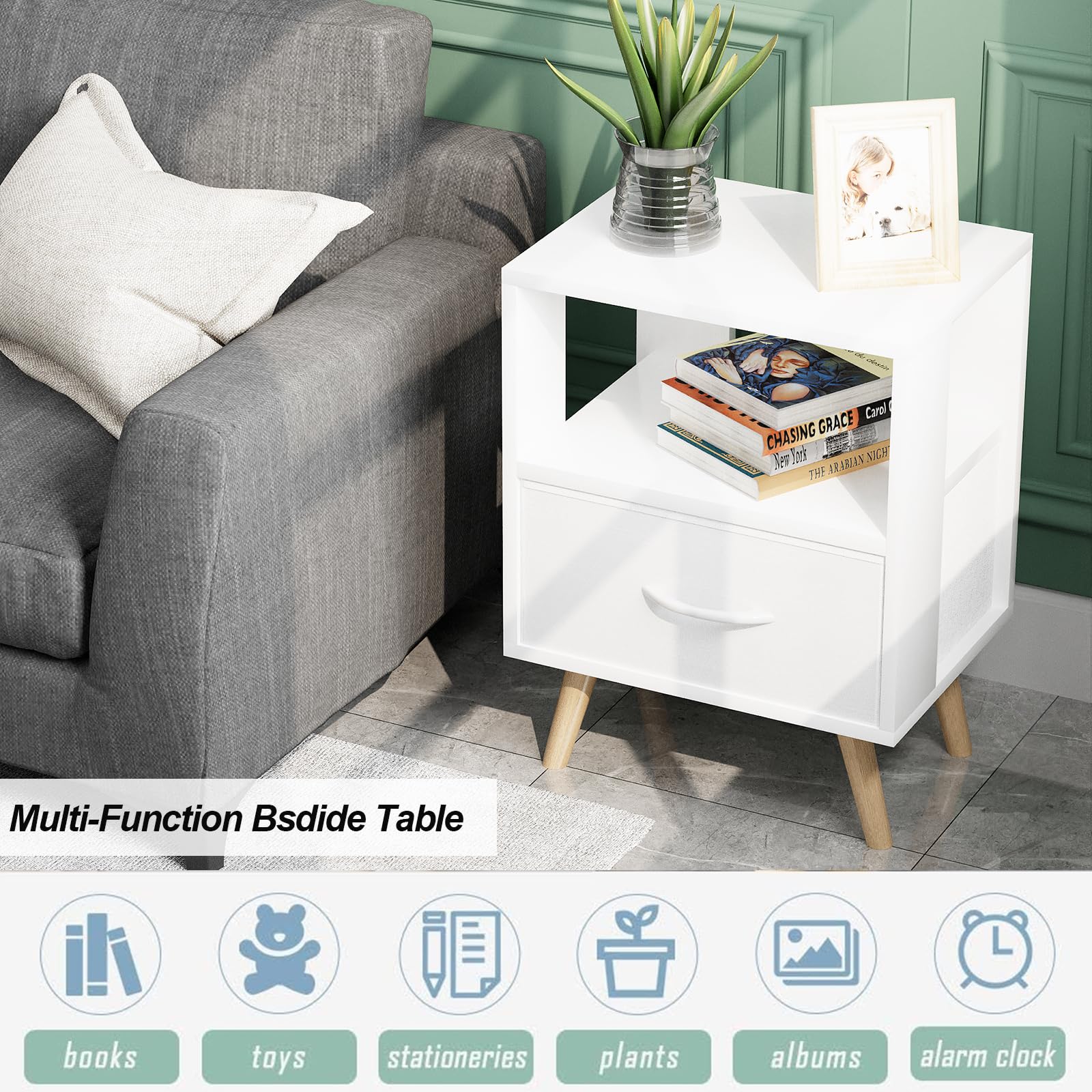 Aenuert night stand multi-use table for living room or nursery