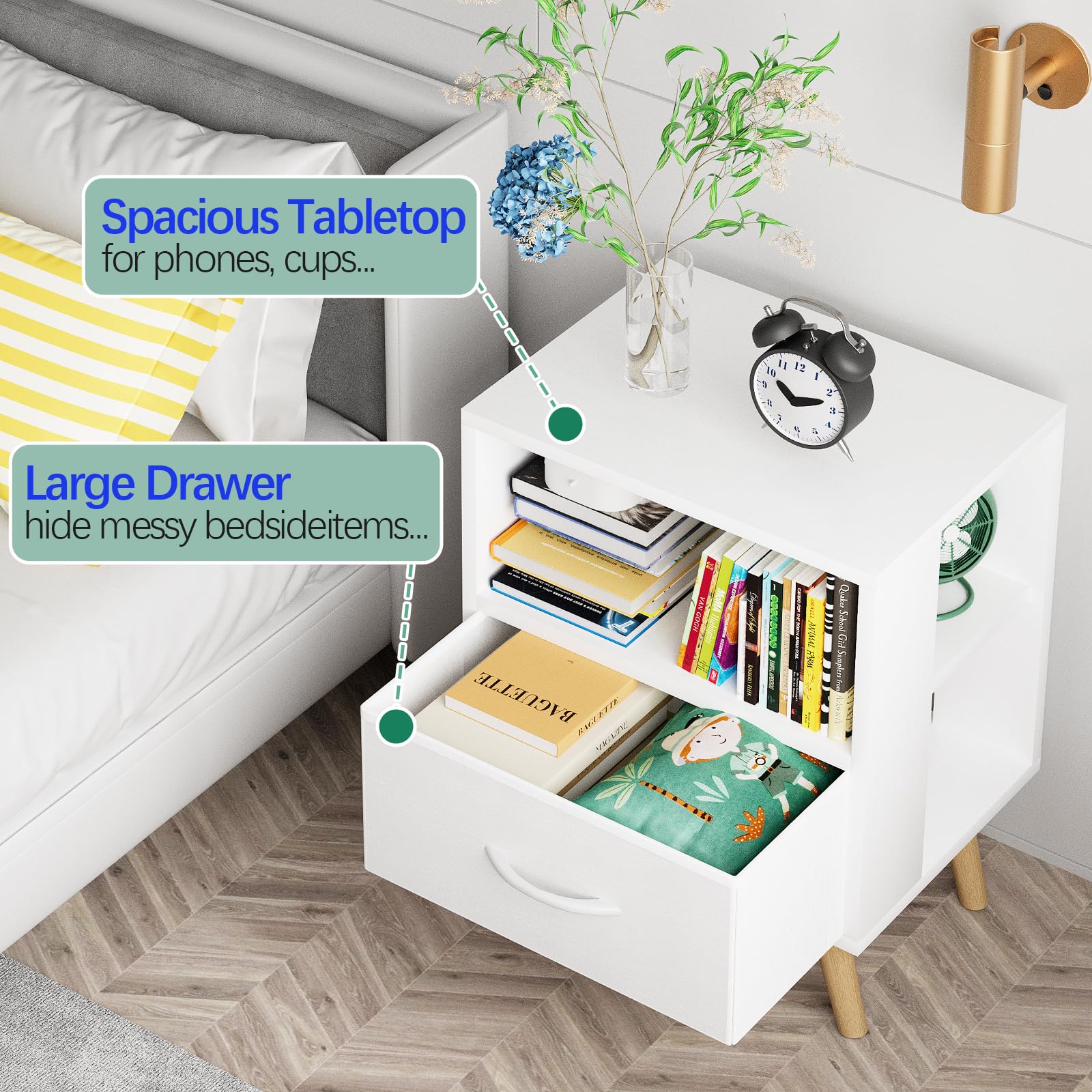 Aenuert night stand compact end table fits cozy rooms