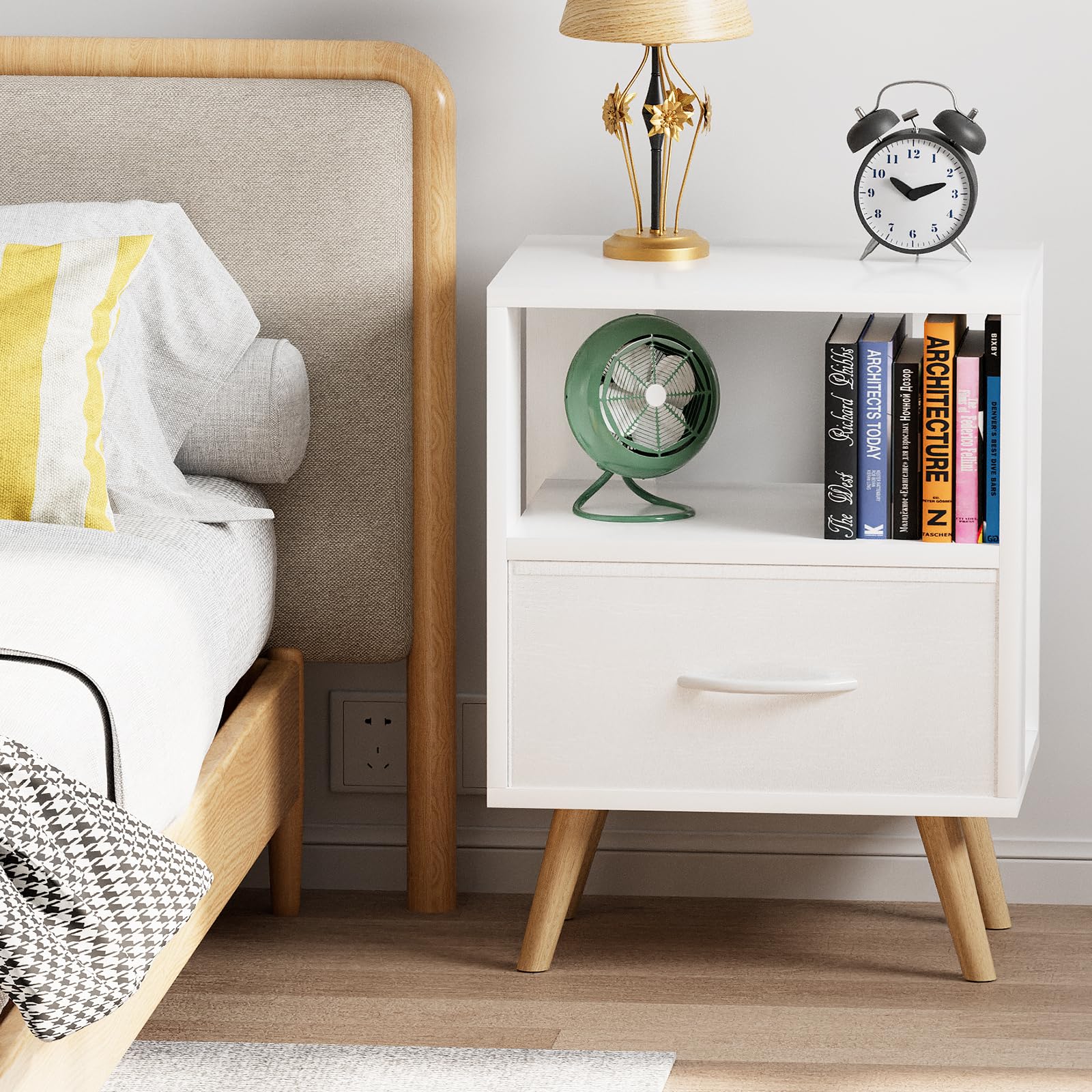 Aenuert night stand sturdy wooden legs provide reliable support