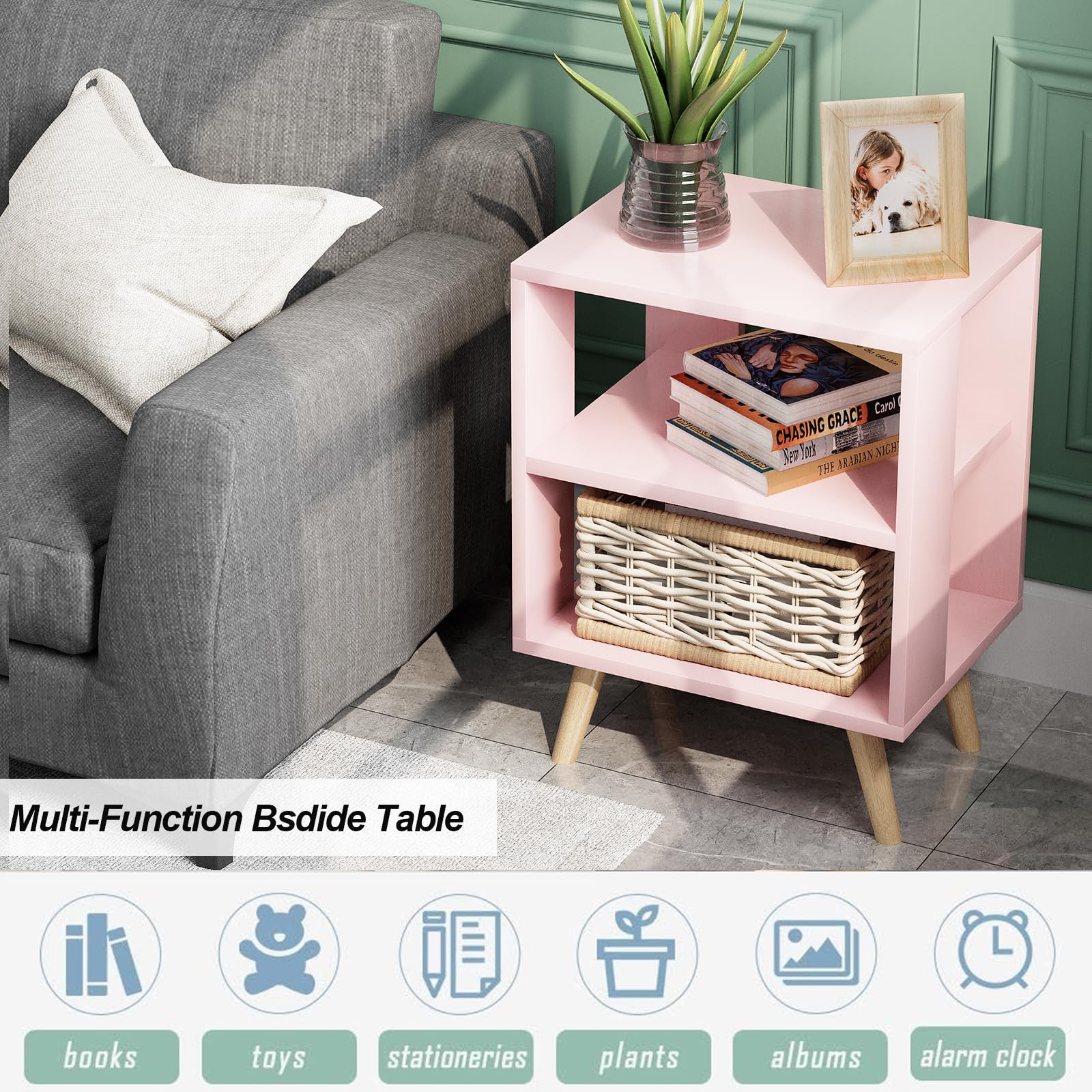 Aenuert nursery side table saves space in small rooms.