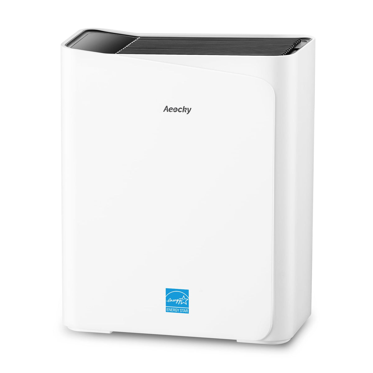 AEOCKY air purifier front view for a spacious living room, showcasing sleek design and coverage.