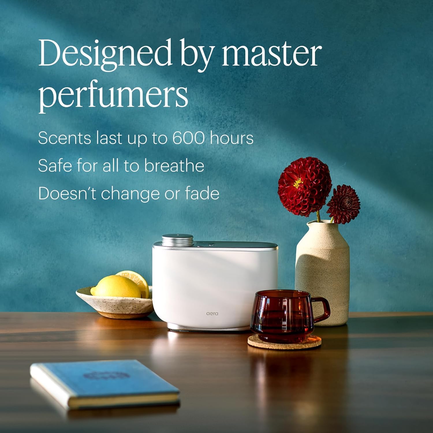 AERA Microdroplet technology diffusion depicts safe, immersive fragrance distribution.