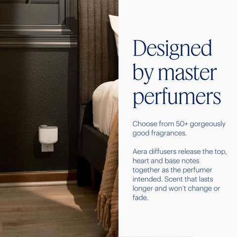 AERA Mini in a cozy bedroom setup for restful evenings.