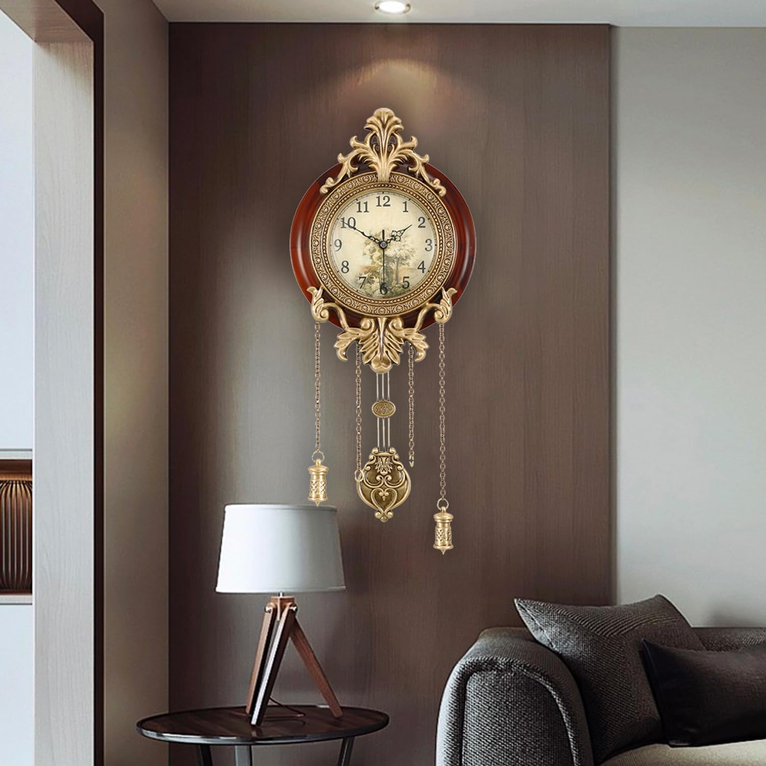 Aero Snail wall-mounted clock shown on a living room wall