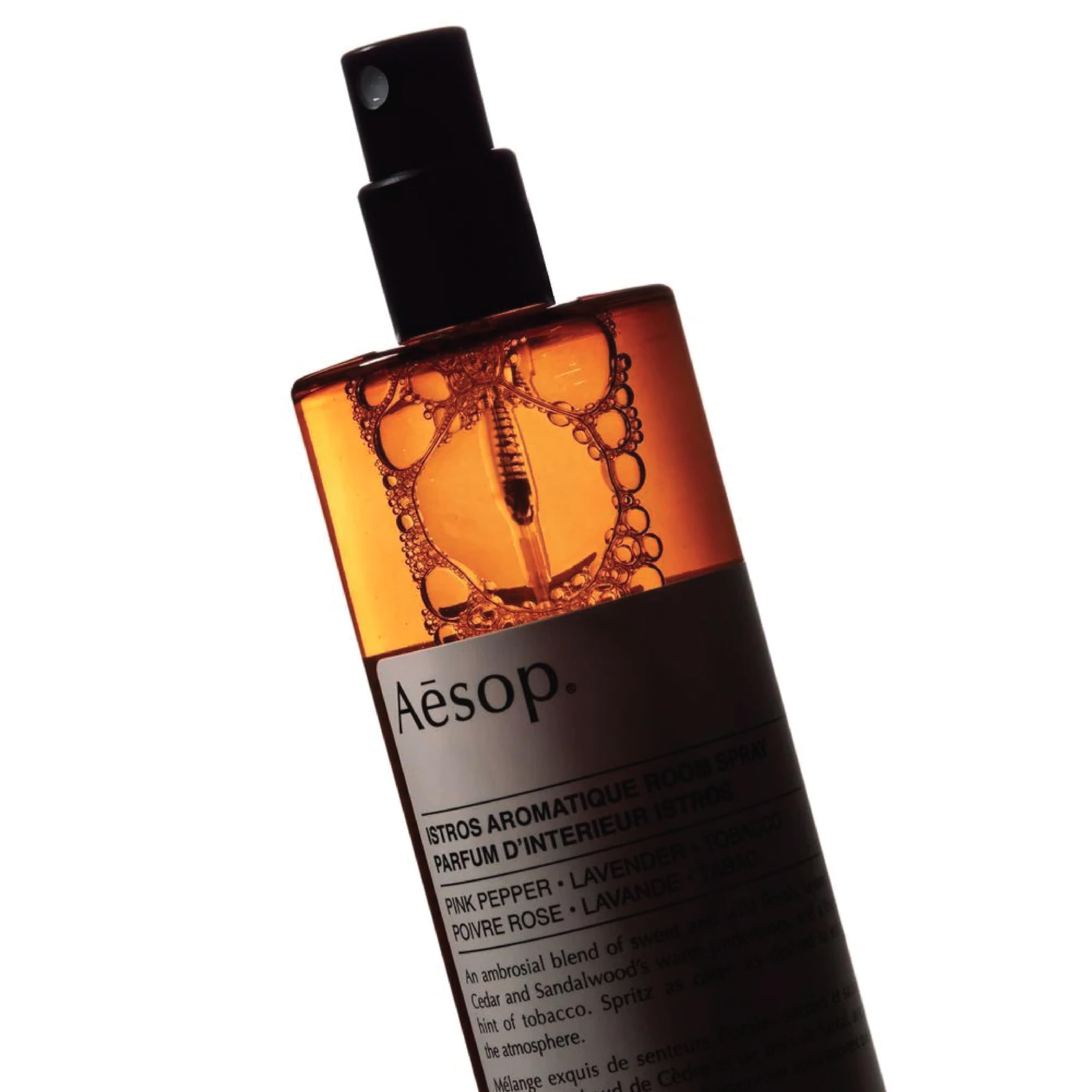 Aesop Istros spray application allows quick room-wide scent refresh.