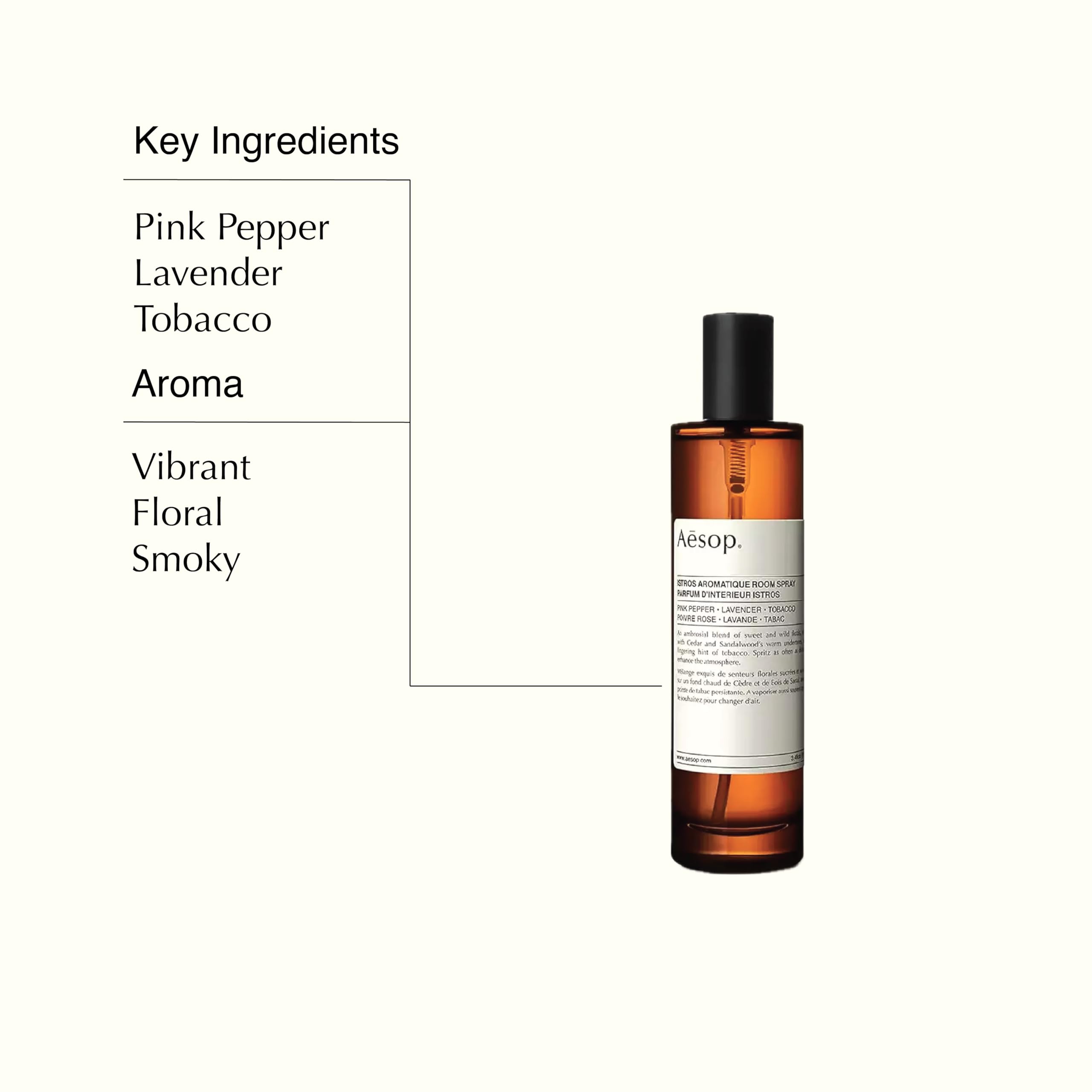 Aesop Istros tobacco smoke hint adds warmth to the atmosphere.