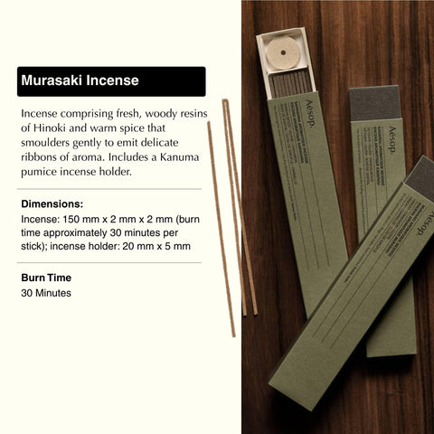 Aesop Murasaki Kanuma pumice holder supporting safe incense use.