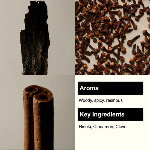 Aesop Murasaki incense burns, releasing a woody-spicy aroma in the room.