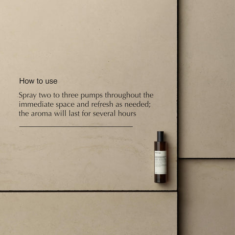 Aesop Olous Aromatique spray action for even room fragrance distribution