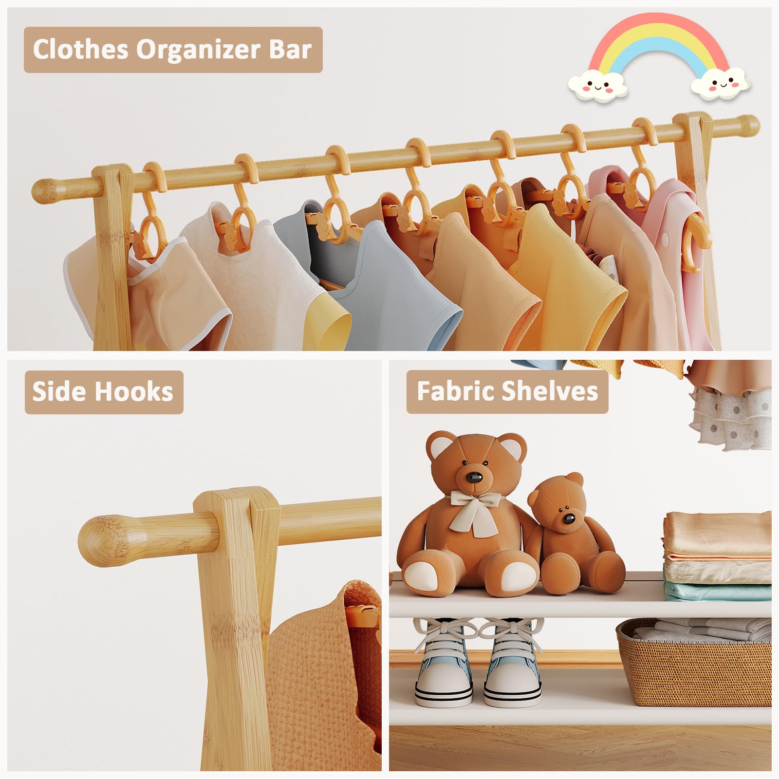 Aetherika Kids Rack rounded-corners keeps little hands safe.