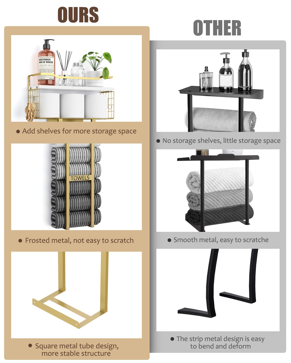 Aetyord quick install towel rack includes hardware for easy setup.