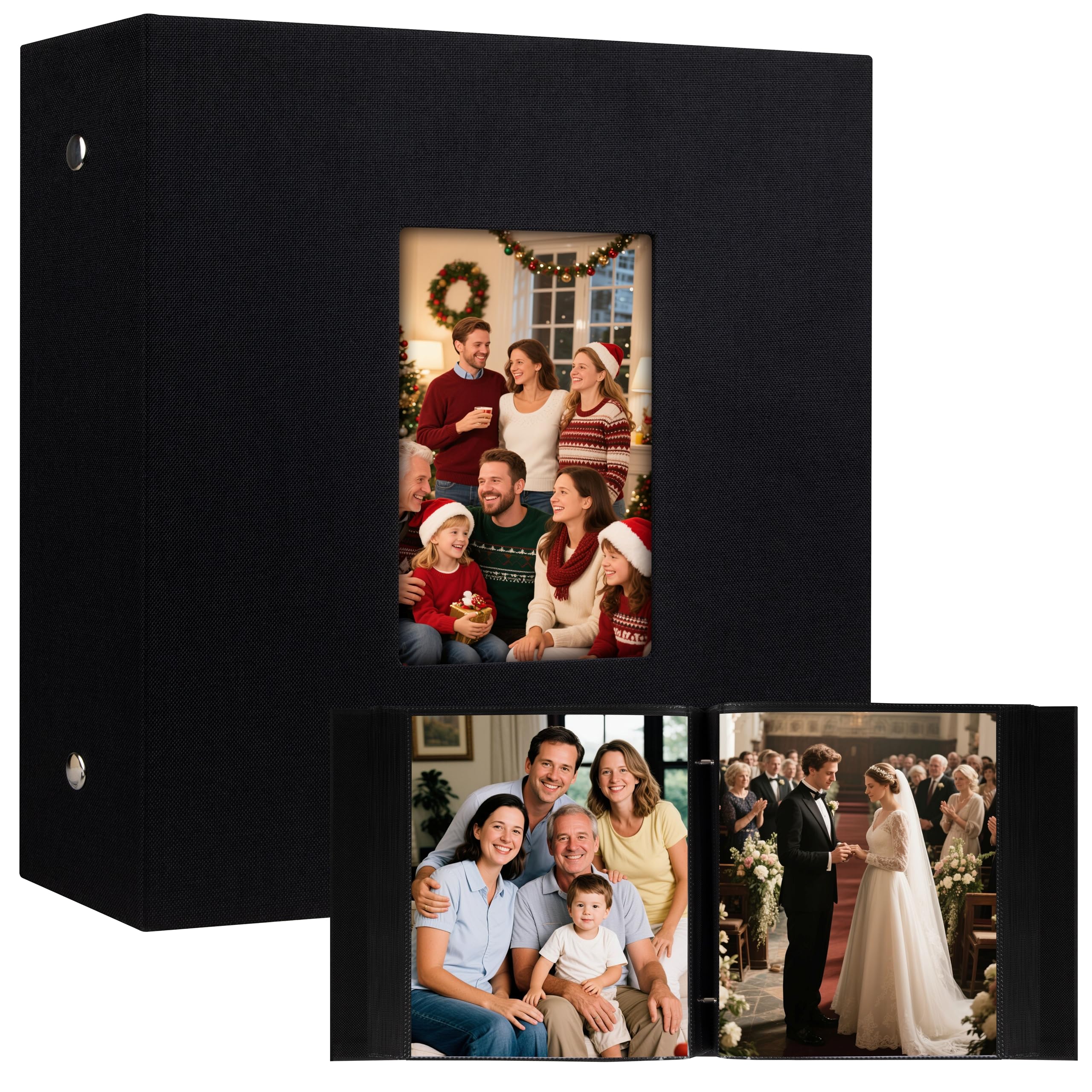 Aevdor 200-pocket 8x10 photo album black cover stores and displays photos stylishly.