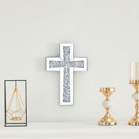 Aeveco crystal crush diamond cross decor creates glamorous wall focal point