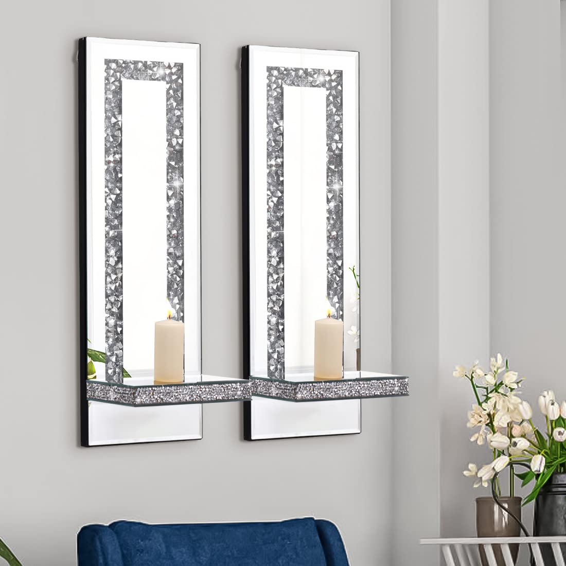 Aeveco Crystal Crush Sconce features back hangers for easy wall mounting