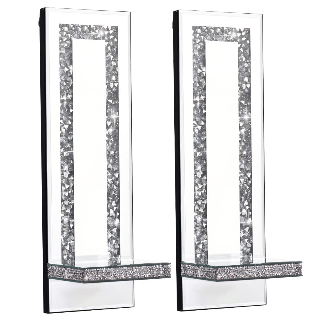 Aeveco Diamond Sconce—silver mirror top highlights reflective glow for living spaces