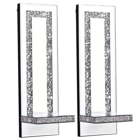 Aeveco Diamond Sconce—silver mirror top highlights reflective glow for living spaces