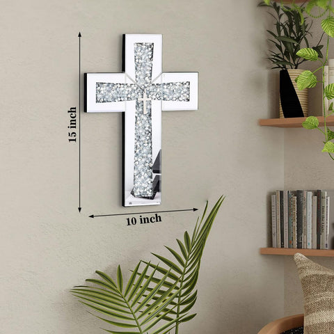 Aeveco frameless cross mirror 10x15 inches enhances bedrooms with subtle sparkle