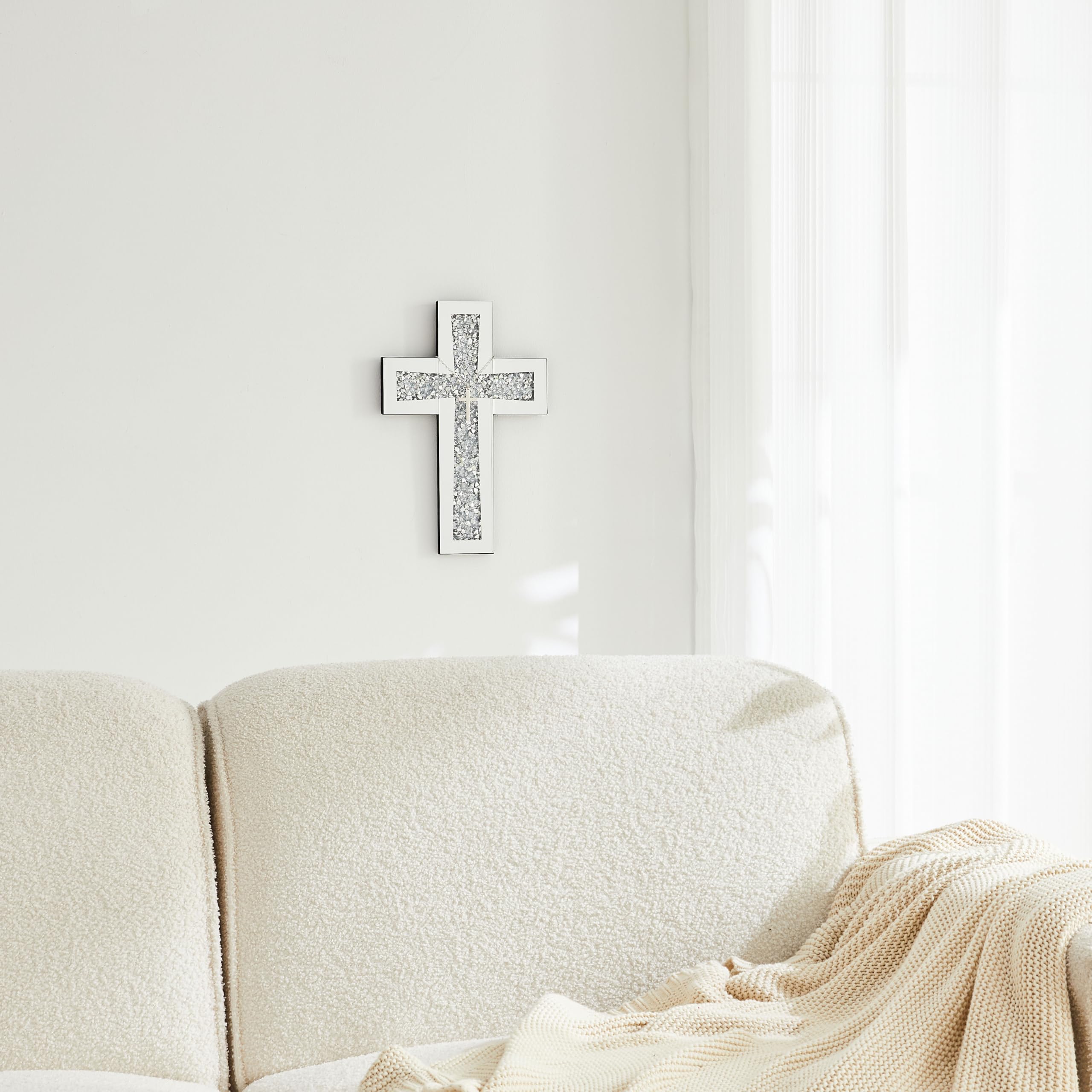 Aeveco modern cross wall mirror brightens spaces with premium sparkle