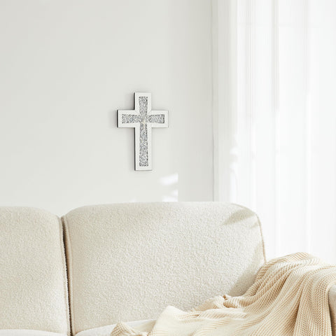 Aeveco modern cross wall mirror brightens spaces with premium sparkle