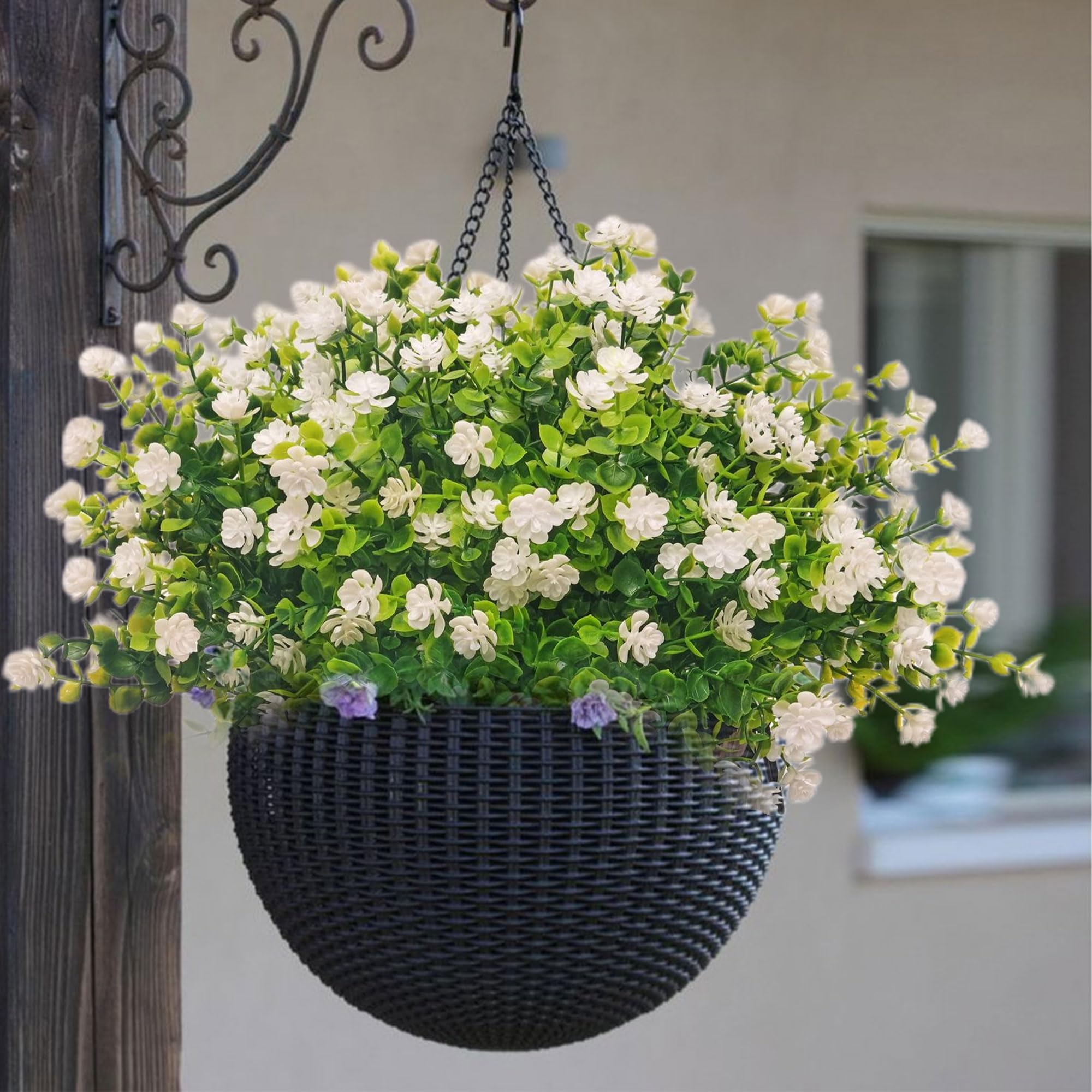 AevrBlos lifelike plastic plants endure rain and wind.