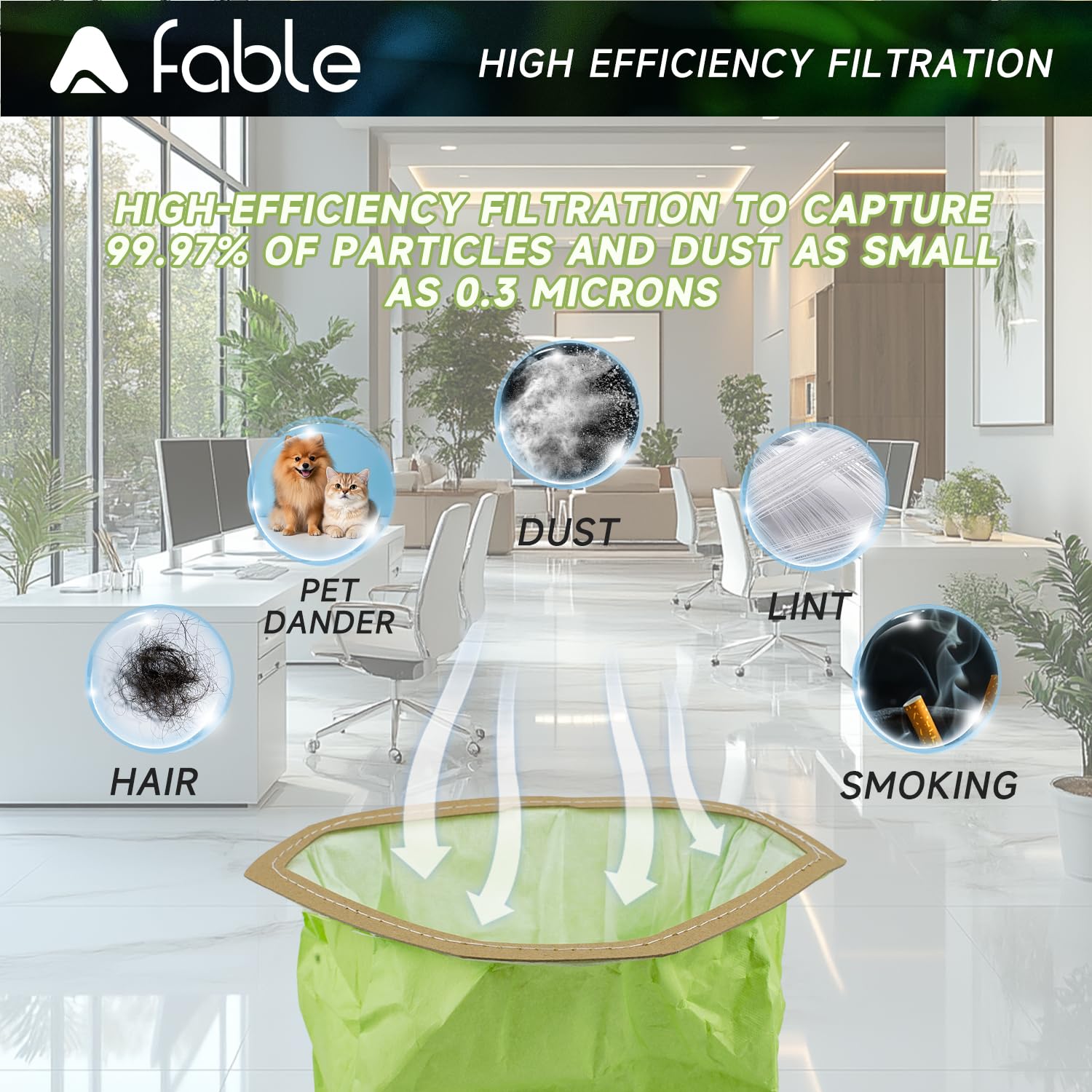 A Fable easy replacement vacuum bags save time cleaning and disposal.