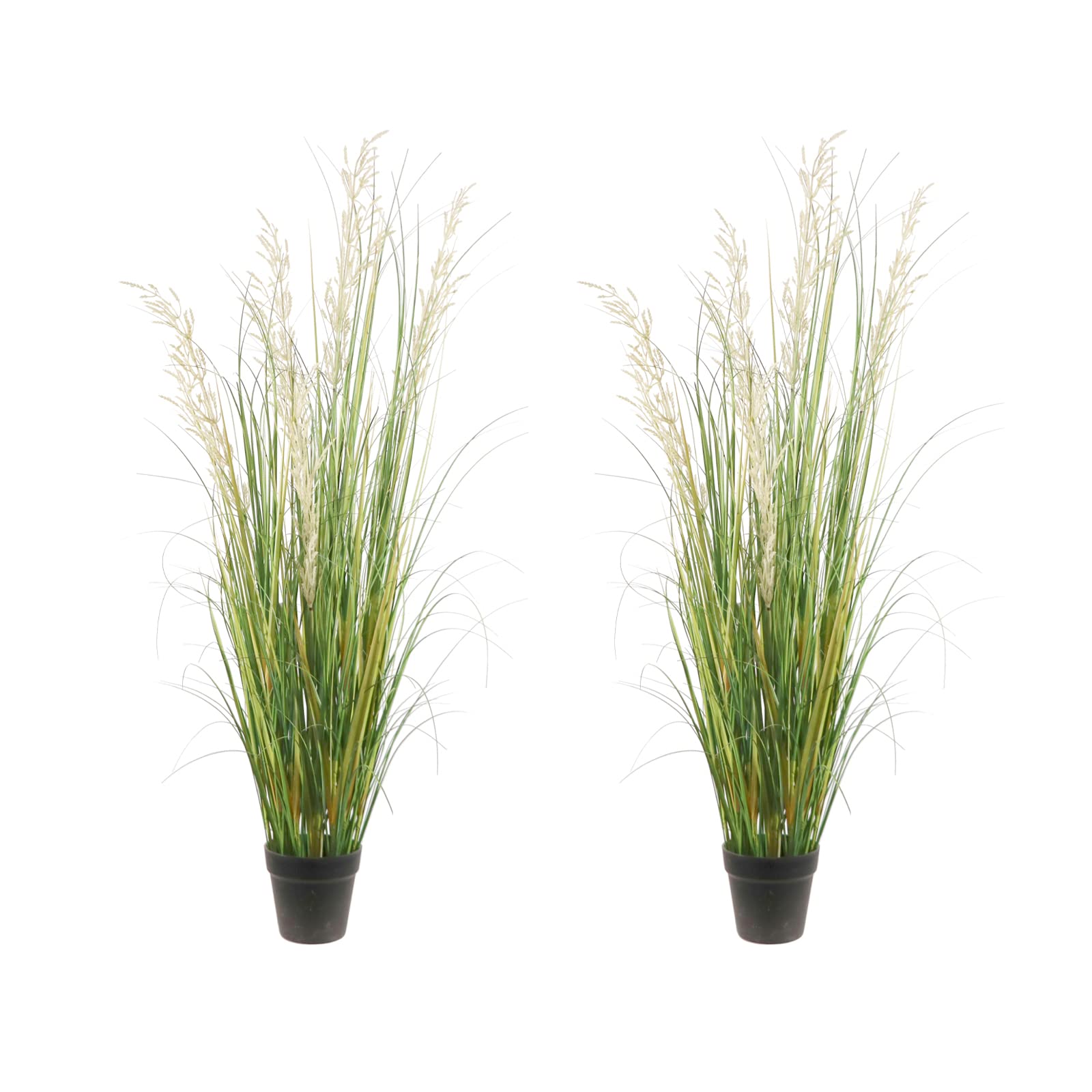 AfanD 47in tall artificial plant with grass and white silk flowers for home decor.