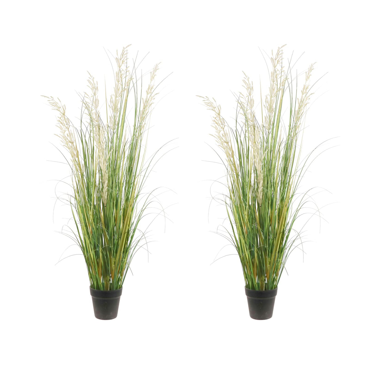 AfanD 47in tall artificial plant with grass and white silk flowers for home decor.