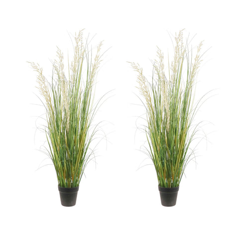 AfanD 47in tall artificial plant with grass and white silk flowers for home decor.