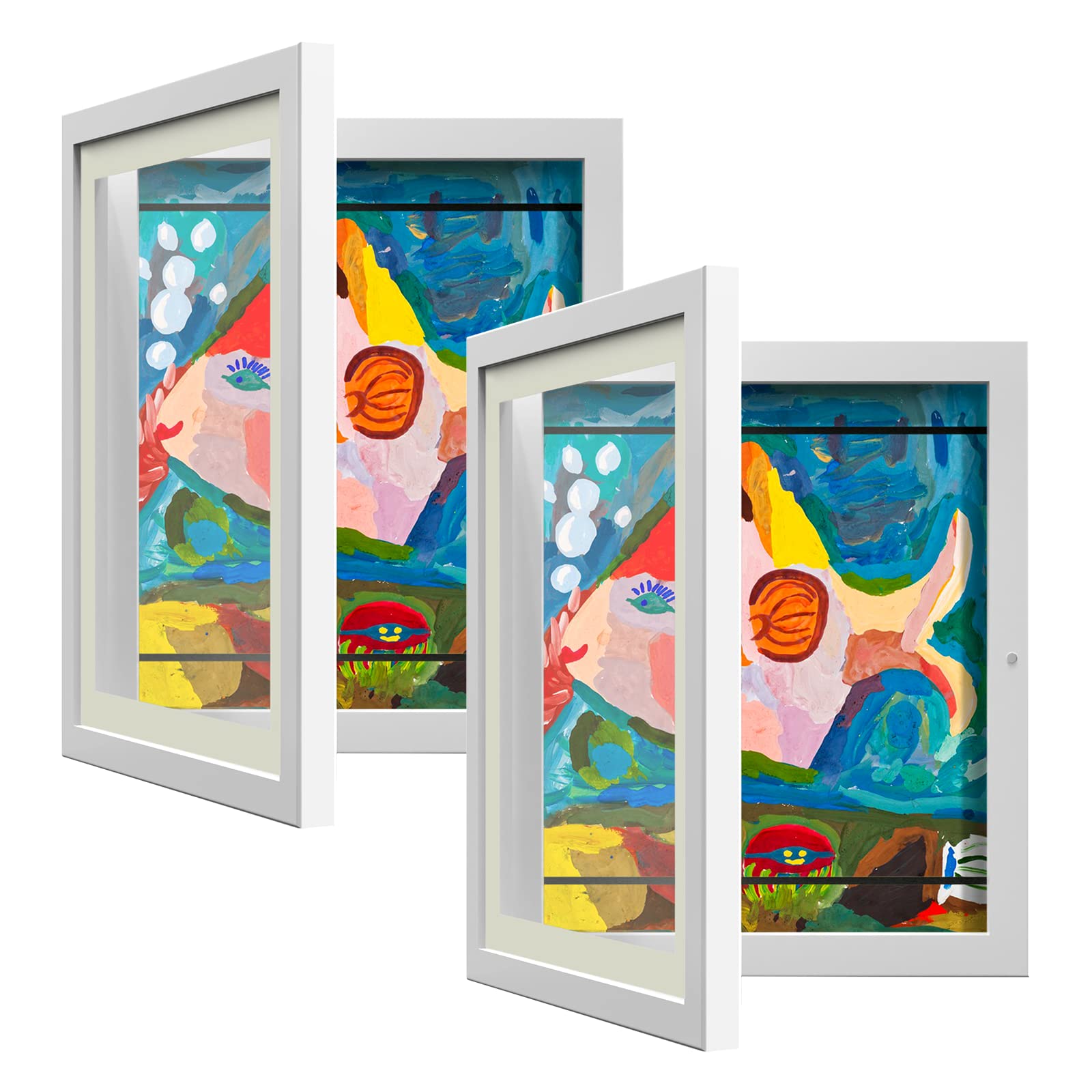 AFEION 2-pack kids art frame front view with white opening for easy swapping.