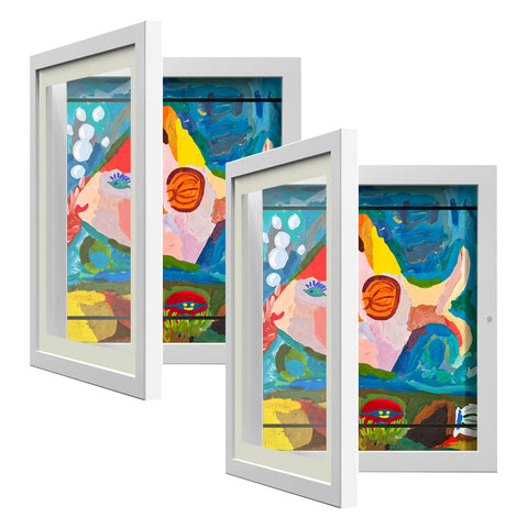 AFEION 2-pack kids art frame front view with white opening for easy swapping.