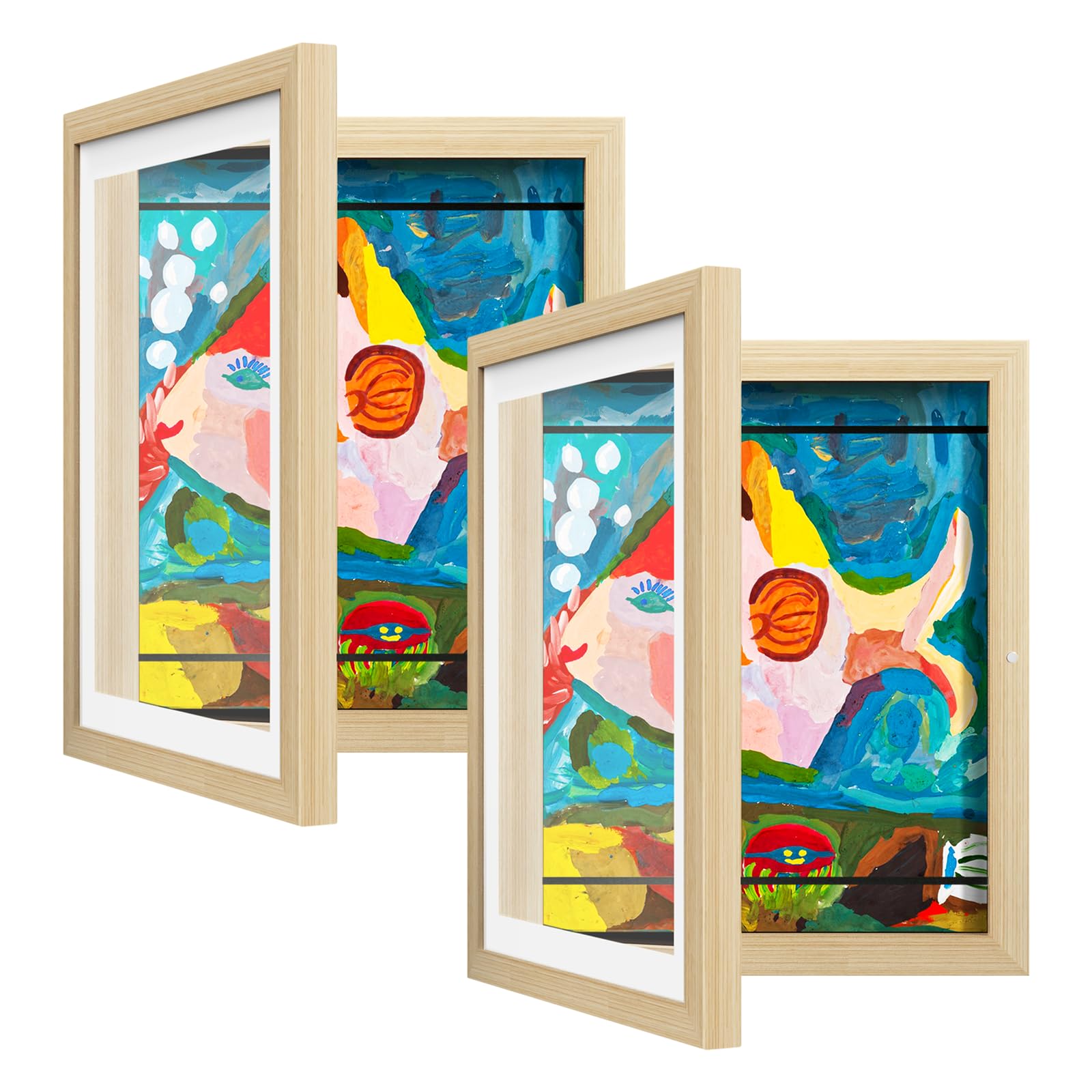 AFEION kids art frame 8x10-5 with mat front view for easy swapping and protected display