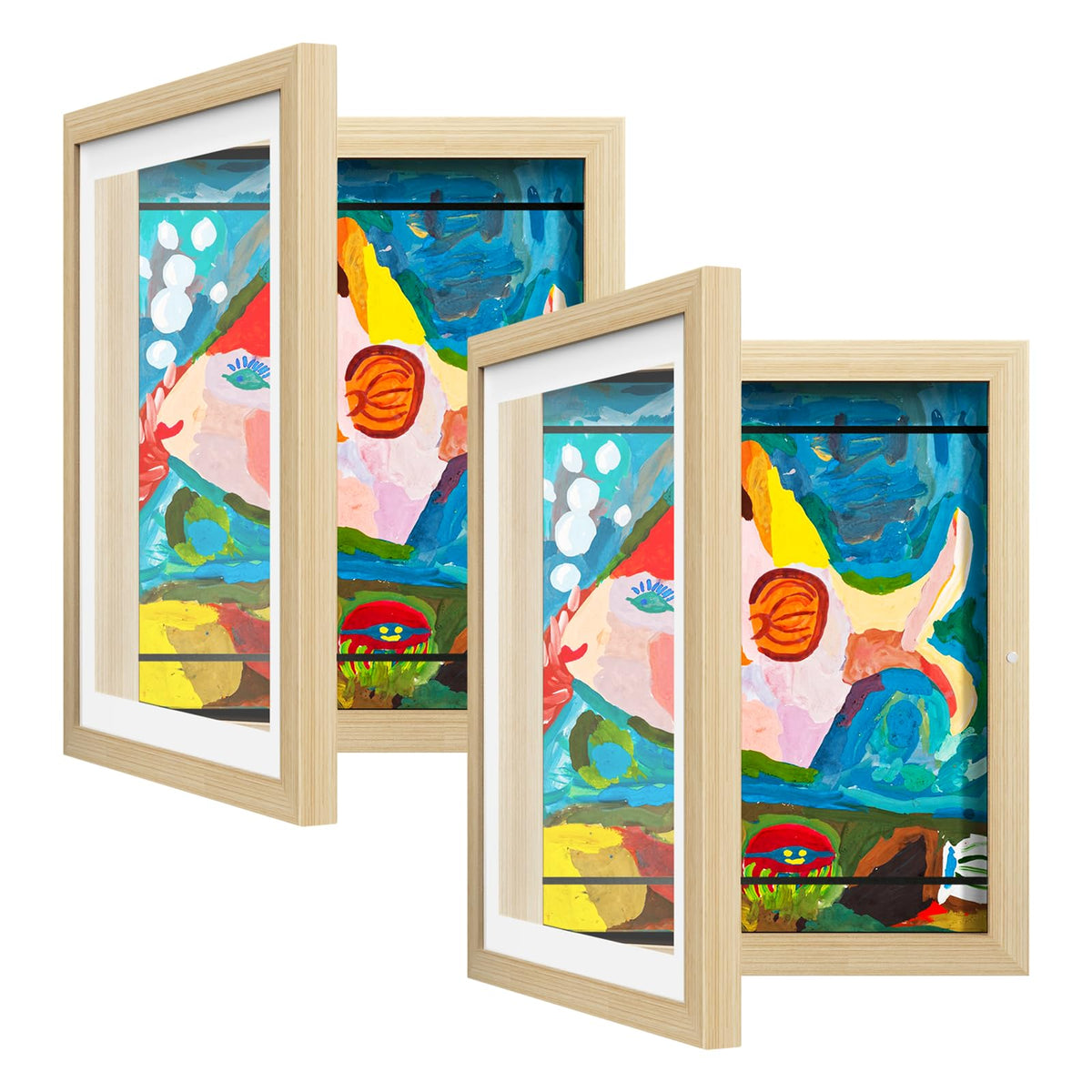 AFEION kids art frame 8x10-5 with mat front view for easy swapping and protected display