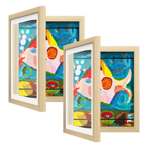 AFEION kids art frame 8x10-5 with mat front view for easy swapping and protected display