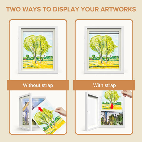 AFEION white front opening frame makes swapping art a breeze.