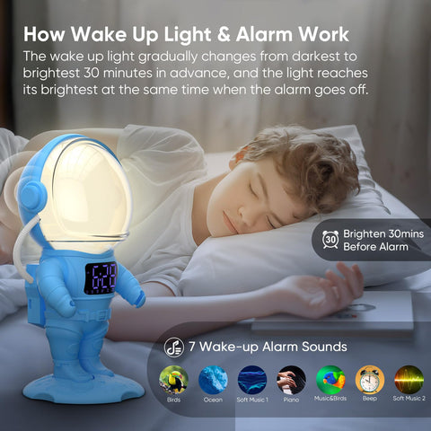 AFEXOA clock displaying sleep sounds panel to help drift off peacefully