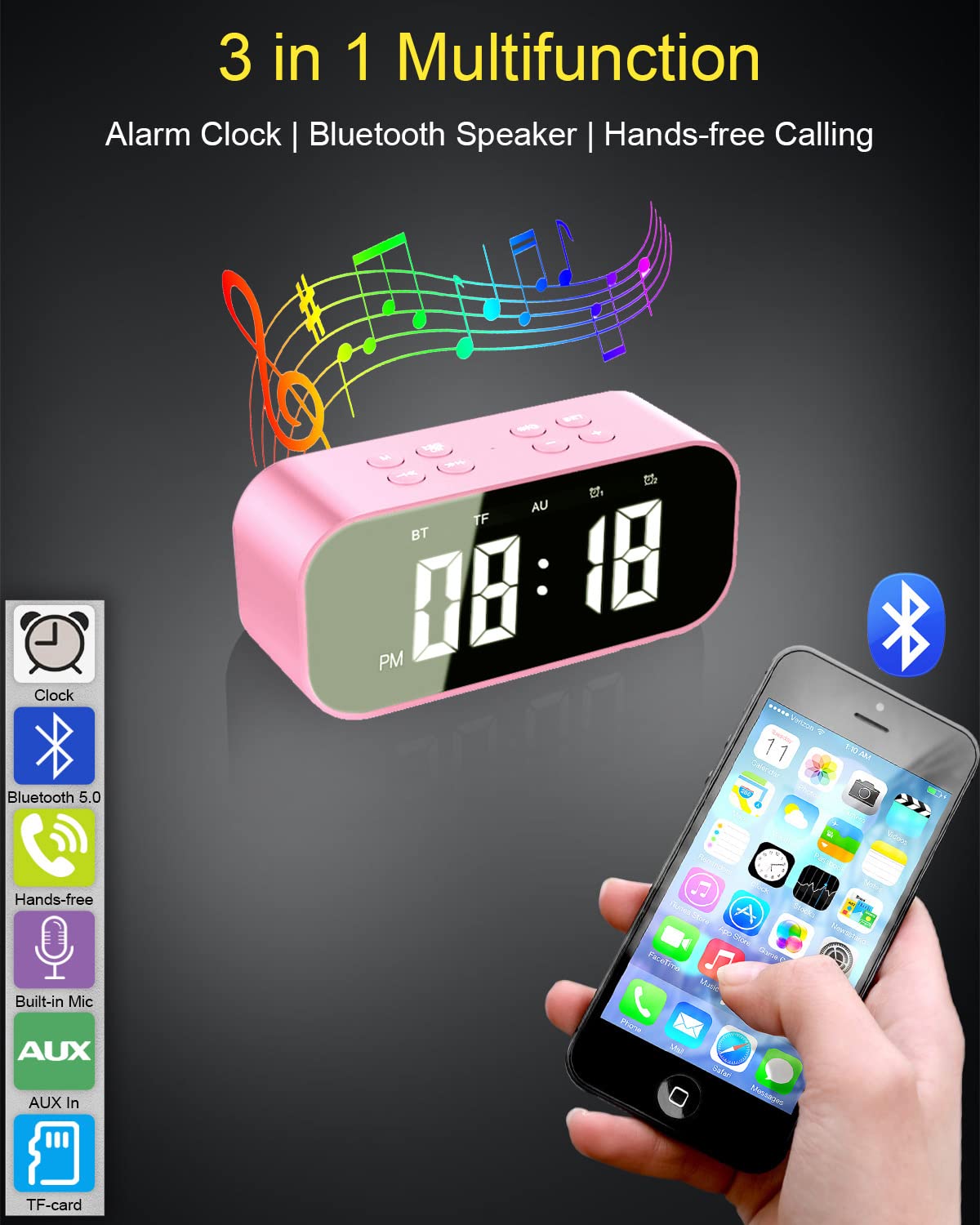 AFK alarm clock showing dual alarms for weekday and weekend routines