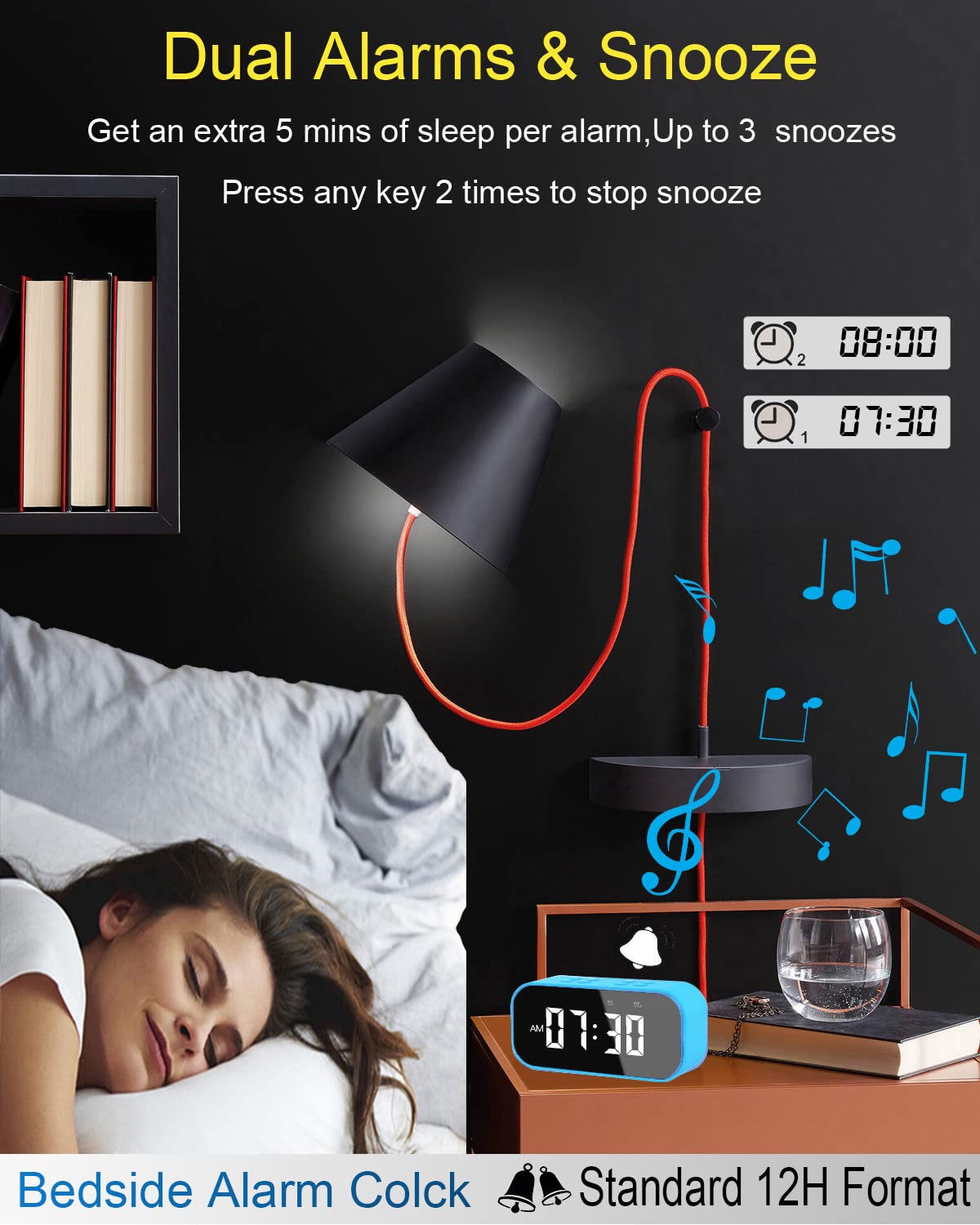 AFK dimmable LED display shows adjustable brightness for night viewing.