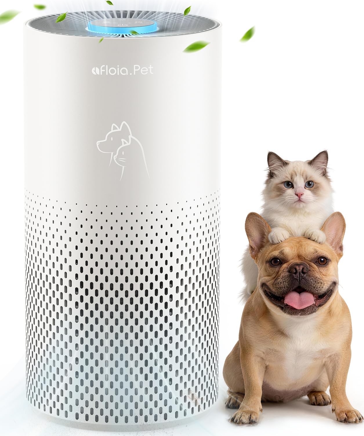 Afloia air purifier in a bedroom reduces pet hair for fresher air