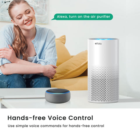 Afloia air purifier large room setup illustrating broad coverage in living areas.