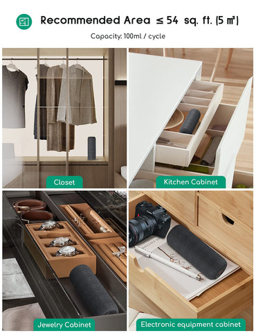 Afloia unit in a gun safe demonstrates discreet moisture control.