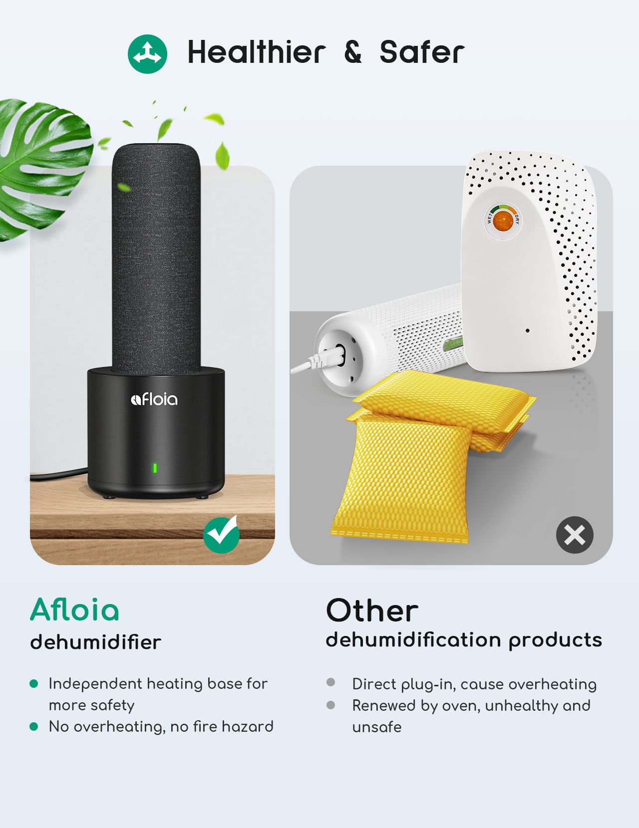 Afloia compact design fits tight spaces like bathrooms and closets.